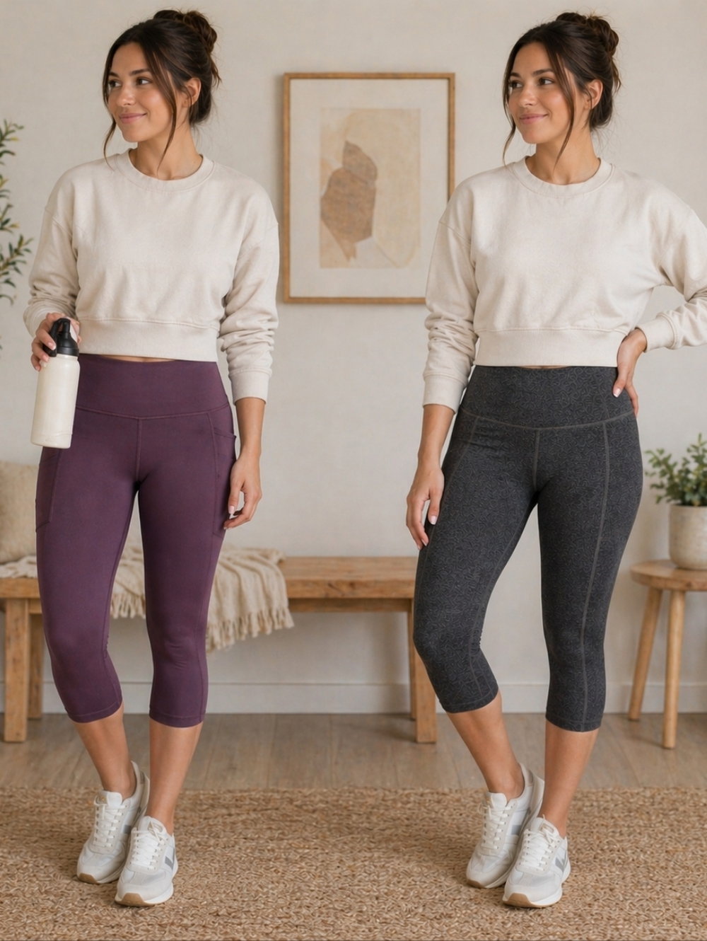 Athleta Salutation  Capri Leggings & Gray Cropped Leggings Bundle.